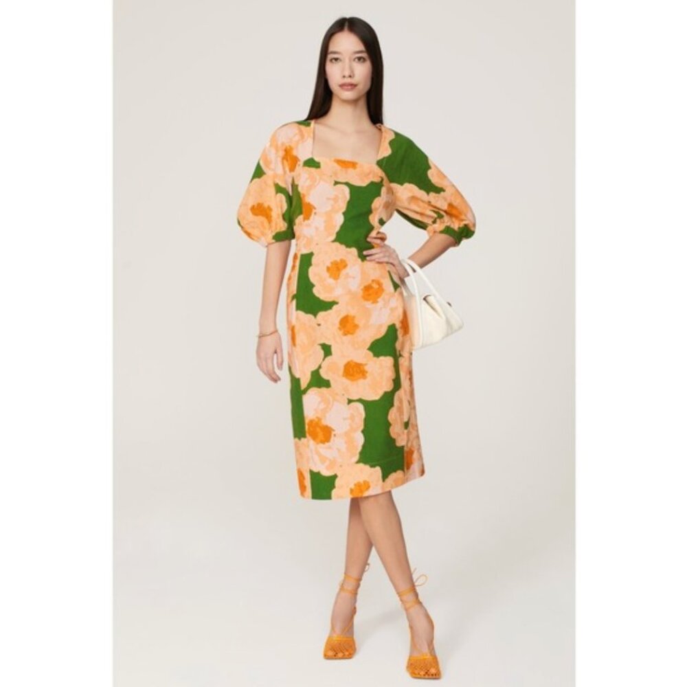 Eudon Choi Collective x RTR Floral Puff Sleeve Midi Dress - Size 2